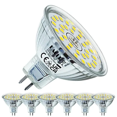 Afbeelding van EACLL GU5.3 LED Lamp Koel Wit , 6W Gelijk aan 50W Halogeenlampen, 6 pack, 6000K 655lm AC/DC 12V Geen Flikkering Energiezuinige Verlichting, Stralingshoek 120 Spot, Niet Dimbaar Reflectorlamp