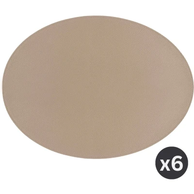 Afbeelding van ZICZAC Placemat TRUDO SET/6 lederlook 33x45 cm Ovaal, zand