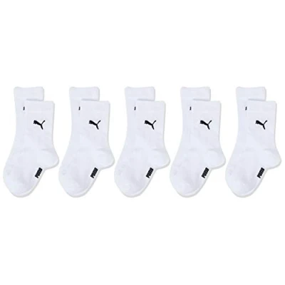 Image de PUMA Mixte enfant Chaussettes Easy Rider Kids Crew Socks (5 paquets), Blanc, 27 30