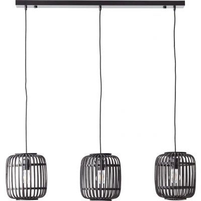 Afbeelding van hanglamp Woodrow 3 lichts Zwart Rotan Brilliant