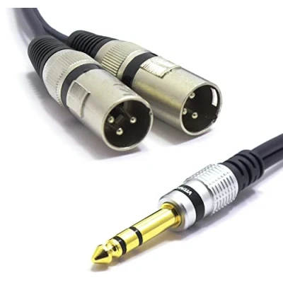 Afbeelding van VITALCO 2 x XLR mannelijk naar 3 m stereo jack kabel polige microfoonkabel 6,3 mm TRS