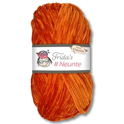 Afbeelding van Frida&#039;s Wollhaus Amigurumi fijnste chenille garen, 100 g, voor breien en haken, wolwol, fluweelzacht, 29 kleuren (865 oranje)