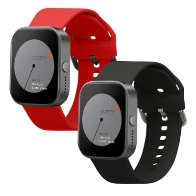 Afbeelding van kwmobile 2x horlogebandjes geschikt voor CMF by Nothing Watch Pro (D395) bandje Smartwatch bandjes van TPU Activity tracker horloge band in zwart / rood