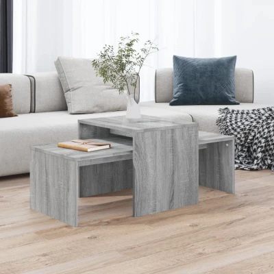 Afbeelding van Salontafelset 100x48x40 cm bewerkt hout grijs sonoma eikenkleur