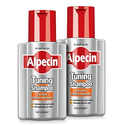 Afbeelding van Alpecin Tuning Shampoo 2x 200ml Behoudt Natuurlijke Haarkleur en Ondersteunt Haargroei Donkere Cafeïne om Grijze Haren