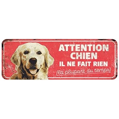 Afbeelding van D&amp;d Home Waakbord Hond Waarschuwingsbord Golden Retriever Fr 40x13x0,3cm Rood 1st
