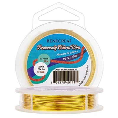 Afbeelding van BENECREAT Aanslagbestendige gouddraad, 22 gauge (0,6 mm), koperdraad voor het maken van sieraden, 20 m