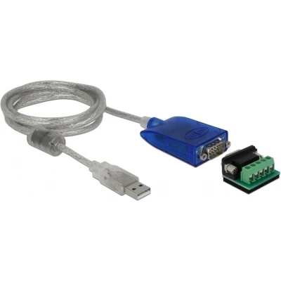 Afbeelding van USB A (m) naar 9 pins SUB D met moeren seriële RS422/RS485 adapter / FTDI chip incl. terminal block ESD protectie overspanningsbeveiliging 1,5 meter