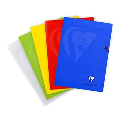 Afbeelding van Clairefontaine Mimesys 303181C Notitieboek, A4, 21 x 29,7 cm, 140 pagina&#039;s, grote ruiten, papier, wit, 90 g, omslag van polypropyleen willekeurige kleur