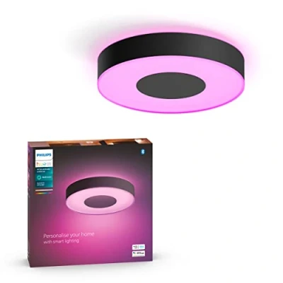 Image de Philips Hue Xamento Plafonnier pour Salle de Bain Éclairage Blanc et Coloré Noir 38 cm