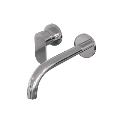 Afbeelding van Brauer Chrome Edition Wastafelmengkraan inbouw gebogen uitloop rechts hendel breed plat model C2 chroom