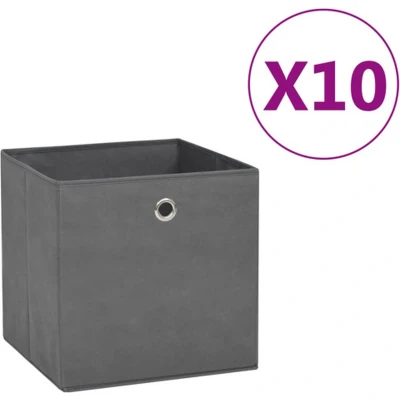 Afbeelding van Opbergboxen 10 st 28x28x28 cm nonwoven stof grijs