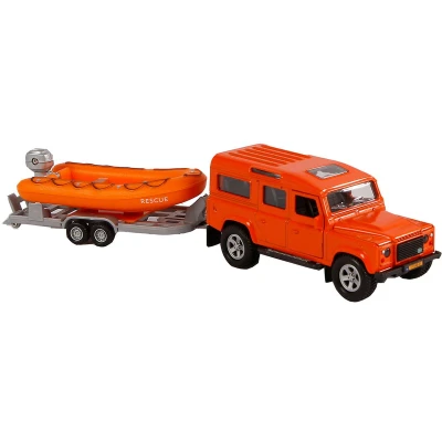 Afbeelding van Kids Globe Die cast Land Rover met Reddingsboot, 27cm