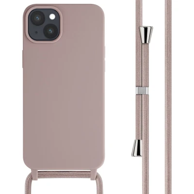 Afbeelding van iMoshion hoesje Geschikt voor iPhone 15 Plus met koord Siliconen roze