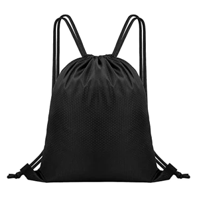 Afbeelding van Waterdichte sportsporttas met trekkoord, zwart, tas voor dames, heren, meisjes en jongens, rugzak trekkoord sport, school, strand, fitnessstudio, zwemmen, reizen, 35 x