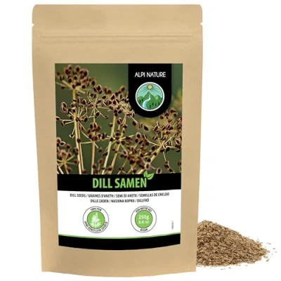 Image de Alpi Nature Aneth Graines 250g, d&#039;Aneth Entières Crues pour la Cuisine et préparation de Thé
