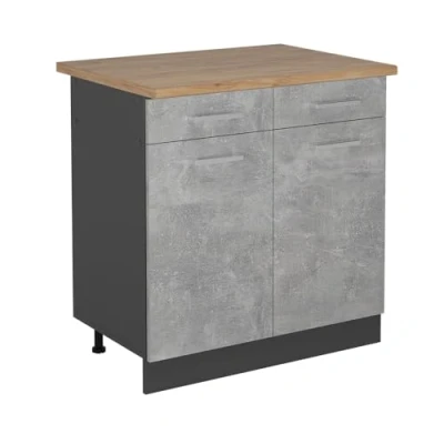 Afbeelding van Vicco Keukenonderkast R Line, Beton/Antraciet, 80 cm , WB Eik