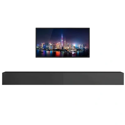 Afbeelding van Zwevend Tv meubel Tesla 276 cm breed in hoogglans grijs