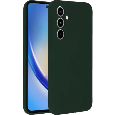 Afbeelding van Accezz Hoesje Geschikt voor Samsung Galaxy A35 Siliconen Liquid Silicone Backcover donkergroen