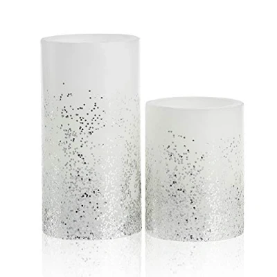 Afbeelding van Pauleen 48008 Glowing Glitter Candle set van 2 batterijen, wit/glitter, zilver, waszilver, wit, zilver