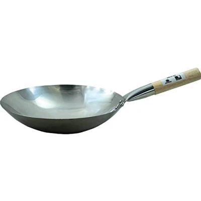 Afbeelding van JADE TEMPLE 17057 Wok van koolstofstaal met een diameter 35 cm, ronde houten handgreep,Doorsnede cm,grijs