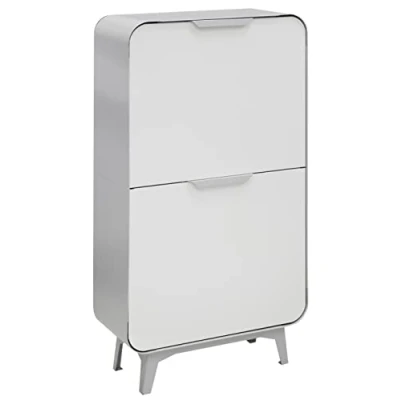 Afbeelding van ARREGUI Round CR421 R prullenbak voor keuken, 4 bakken, x 17 l (68 l), moderne afvalemmer afvalscheiding, vakken, stalen afvalbak met emmers, vuilniszak, grijs en mat wit