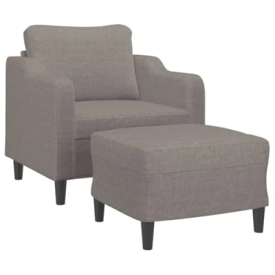 Afbeelding van vidaXL Fauteuil met voetenbank 60 cm stof taupe