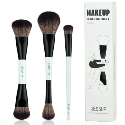Afbeelding van Jessup Set van 3 make upkwasten, 5 in 3, gezichtscollectie, foundation, poeder, concealer, lichtcyaan, T503