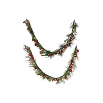 Afbeelding van Kerstkrans Home ESPRIT Rood Groen Polyethyleen 23 x 11,5 180 cm (2 Stuks)