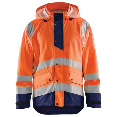 Image de Veste de pluie haute visibilité niv.1 orange fluo/marine, bas réglable