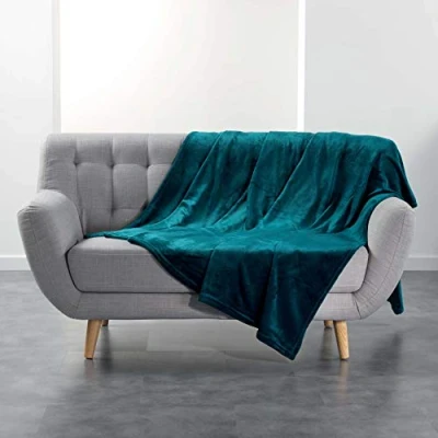 Afbeelding van douceur d&#039;intérieur FLANOU Plaid, polyester, blauw, 180 x 220 cm