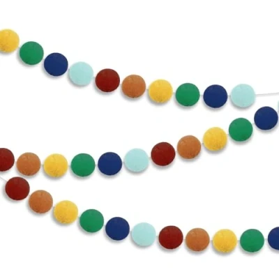 Afbeelding van Unique 23608 Regenboog vilt, pompons, slinger, 2,13 m, 1 stuk (set van 1), kleurrijk