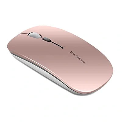 Afbeelding van Uiosmuph Q5 draadloze muis, oplaadbaar, ultradun, optische stil, 1600 dpi, verstelbaar, muis voor computer, pc, laptop, MacBook (roségoud)