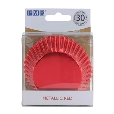 Image de PME Lot de 30 caissettes à cupcakes rouges métallisées avec doublure en aluminium