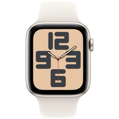 Image de Apple Watch SE 2024 44 mm Lumière Stellaire Bracelet Sport S/M