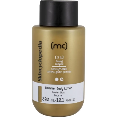 Afbeelding van Skincyclopedia SHIMMER BODYLOTION met 5% VERSTEVIGEND COMPLEX MATRIXYL® 3000, CAFFEINE &amp; SQUALANE en GOUDEN DEELTJES bij gebrek aan tonus stevigheid, sinaasappelhuid ongelijke textuur uitdroging