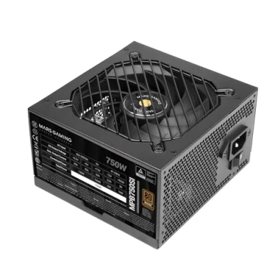 Afbeelding van MARSGAMING MPB750SI voeding ATX 750 W, 80Plus Brons 230 V, 90% efficiëntie, SI Extreme Silence ventilator met koperen kern, AI2 RPM, DC en SMD technologieën, zwart