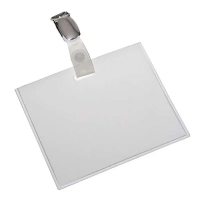 Afbeelding van Badgehouder Europel strip + clip 90 x 60 mm Transparant 24 stuks