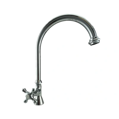 Afbeelding van PB klassieke fonteinkraan met sterknop koud water hoge ronde uitloop chroom 1208953274