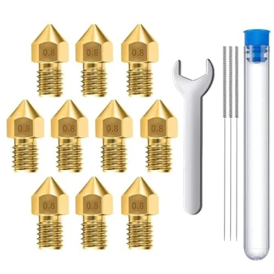 Afbeelding van MMOBIEL 10 stuks 0.8mm Messing MK8 3D Printer Nozzles Extruder Incl. 3 reinigingsnaalden