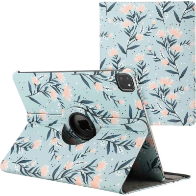 Afbeelding van iMoshion Tablet Hoes Geschikt voor iPad Pro 13 (2024) M4 360 Draaibare Design Bookcase 2.0 Meerkleurig /Flowers