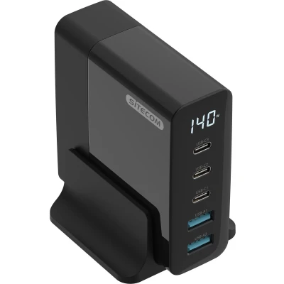Afbeelding van Sitecom Desktop Oplader Power Delivery 140 W Led Display Zwart (ch 1004)