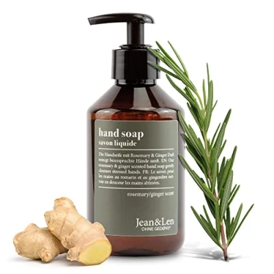 Image de Jean &amp; Len Rosemary Ginger Savon liquide pour les mains sollicitées une utilisation quotidienne Distributeur à pompe rechargeable Sans parabène, silicone et micro plastique 250 ml
