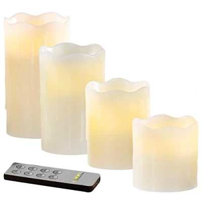Image de Set de 4 bougies LED en cire véritable Blanc