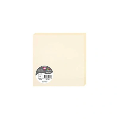 Afbeelding van Clairefontaine 2137C verpakking met 25 dubbele kaarten vierkant, 16 x cm 210 g/m² ivoorkleuren uitnodigingskaarten voor evenementen en overeenstemming pollen serie premium papier glad