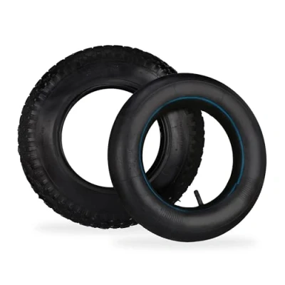 Afbeelding van Relaxdays steekwagenband met binnenband reserveband 3.50 8 profiel 154 kg zwart