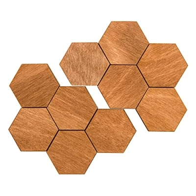 Afbeelding van Ijskast magneten Kantoor magneten, zeshoekige koelkast natuurlijke en eco vriendelijke houten magneten. Bruin, middelgroot
