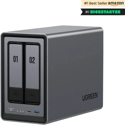 Afbeelding van UGREEN NASync DXP2800 NAS server 2 bays Intel N100 Quad core 8GB DDR5 Max. 64 TB M.2, SATA zwart
