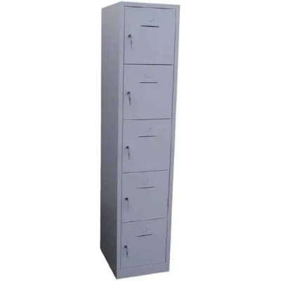 Afbeelding van Industriële locker garderobekast 5 deurs (190x41,5x45 cm) Aluminium en cilinderslot