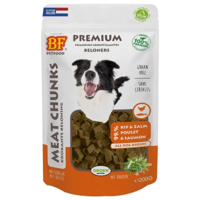 Afbeelding van 12x BF Petfood Meat Chunks Kip Zalm 200 gr